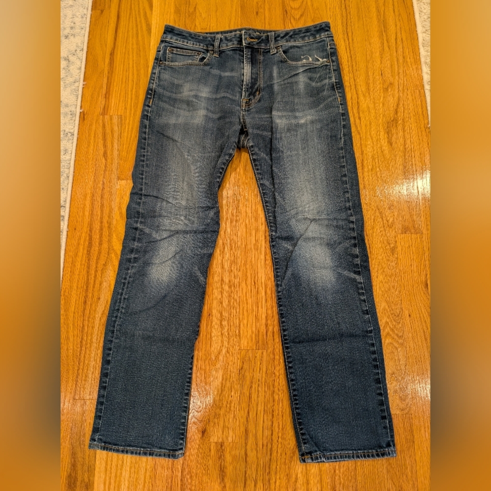 American Eagle Outfitters Dark Blue Straight Jeans Original Straight 33x32